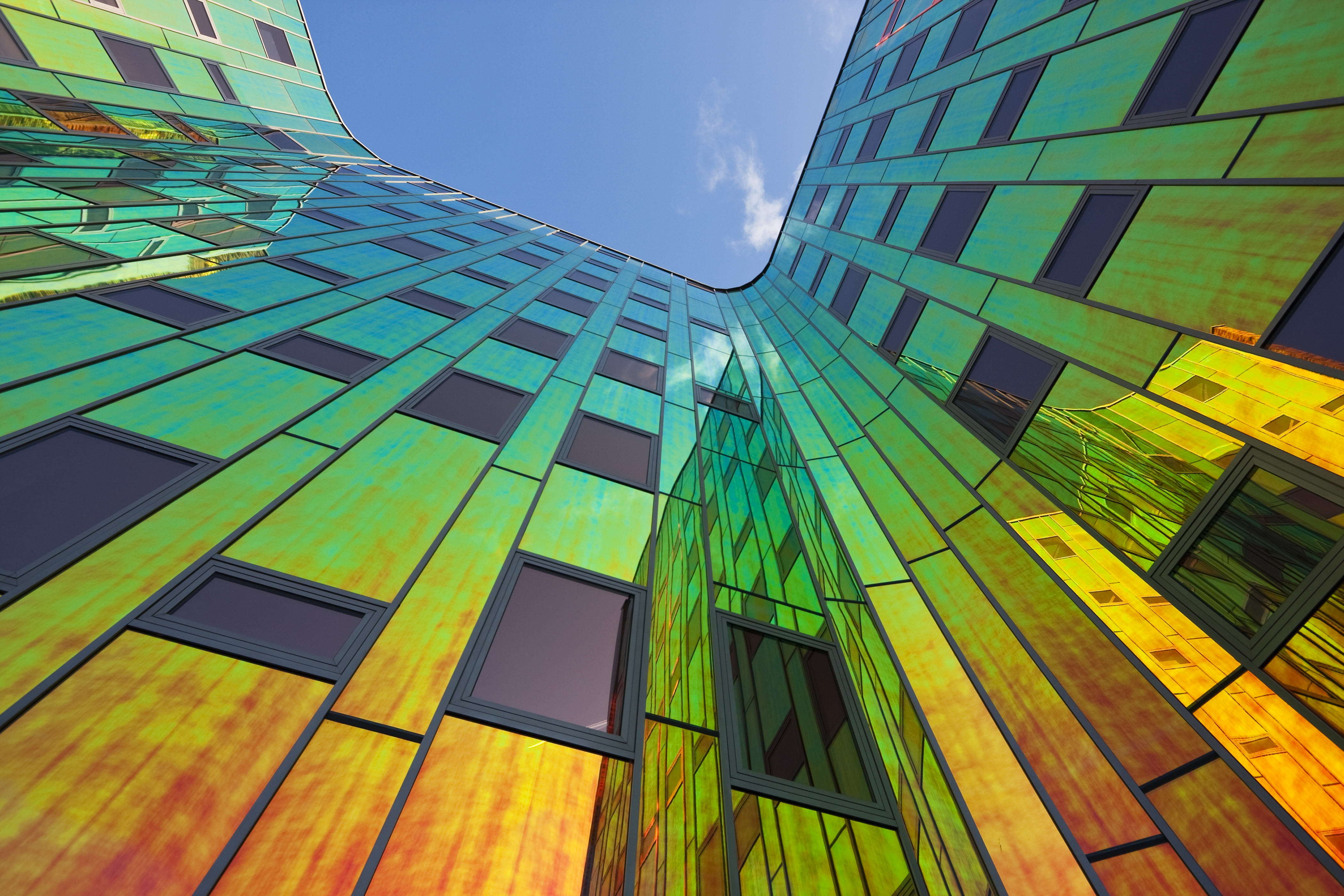 multicolored office building